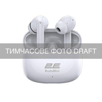 2E Навушники TWS BudsMini, BT 6.0, IPX4, SBC, Touch control, Mic, білий 2E-EBTWBMWT фото