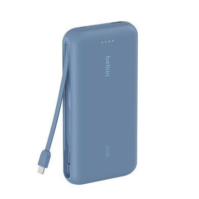 Belkin Акумулятор портативний літій-іонний Power Bank Belkin 20000мА&middot;год, 20Вт, з інтегрованим кабелем USB-C, синій BPB024HQBL фото