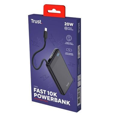 Trust Акумулятор портативний літій-іонний power bank Trust Fiera, 10000мА&middot;год, 2хUSB-C, 20W, PD/QC 3.0, чорний 25880_TRUST фото