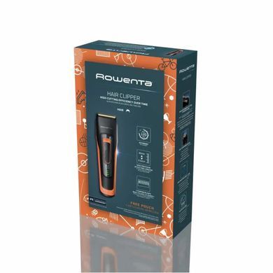 Rowenta Машинка для стрижки Sport Collection, акум., роторний мотор, насадок-2, кейс, сталь, чорно-помаранчевий TN5202F0 фото