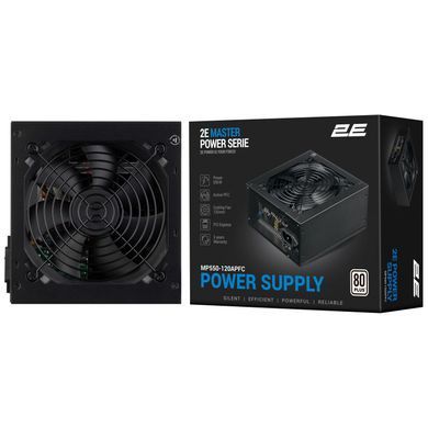 2E Блок питания Master Power (550W) >80% 80+ White 120мм 1xMB 24pin(20+4) 1xCPU 8pin(4+4) 3xMolex 5xSATA 2xPCIe 8pin(6+2) 2E-MP550-120APFC фото