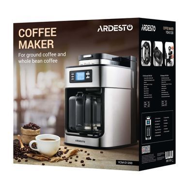 Кофеварка Ardesto капельная Steel Collection YCM-D120 0, 1,2л, зерно+мол., дисплей, серебристо-черный YCM-D1200 фото