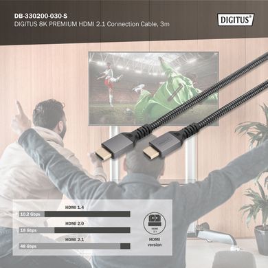 Digitus Кабель HDMI (M/M), 8K, Ultra High speed/Ethernet, 3м, черный DB-330200-030-S фото