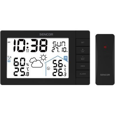 Sencor meteorological station, in/out measurement, AAx3+AAx2, temperature, humidity, time, weather forecast, black SWS3200 фото