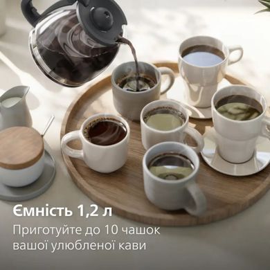 Philips Кавоварка крапельна Essentials Collection, 1.38л, мелена, підтримка температури, темно-сірий HD7430/90 фото
