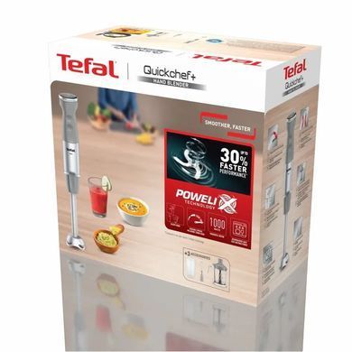 Tefal Блендер Tefal заглибний Quickchef+ 1000Вт, 3в1, чаша-800мл, чопер-1000мл, турборежим, сріблясто-сірий