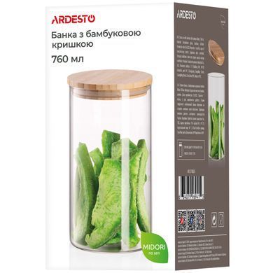 Банка для хранения Ardesto Fresh, круглая, 760 мл, стекло, бамбук AR1376BLR фото