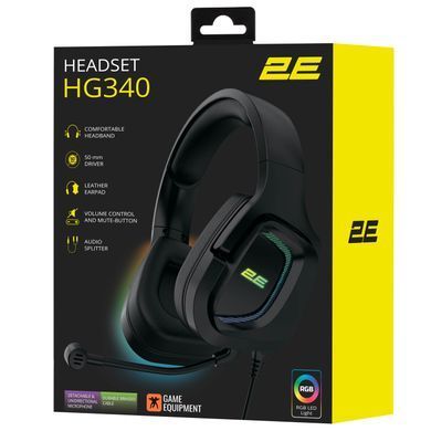 Гарнітура 2E GAMING HG340 RGB 3.5mm Black 2E-HG340BK фото