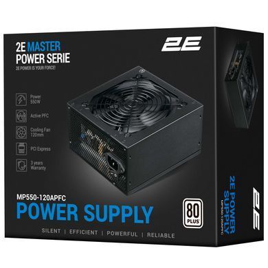 2E Блок питания Master Power (550W) >80% 80+ White 120мм 1xMB 24pin(20+4) 1xCPU 8pin(4+4) 3xMolex 5xSATA 2xPCIe 8pin(6+2) 2E-MP550-120APFC фото