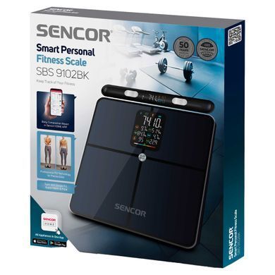 Sencor Весы напольные диагностические, 180кг, подсвеч., дисплея, 4хAAA, стекло, темно-синий SBS9102BK фото