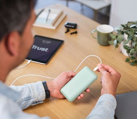 Trust Портативное зарядное устройство power bank Redoh, 20000мА·год, USB-A/2хUSB-C, 18W, QC 3.0, PD, зеленый 25035_TRUST фото