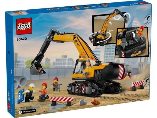 LEGO Конструктор City Жовтий будівельний екскаватор 60420 фото