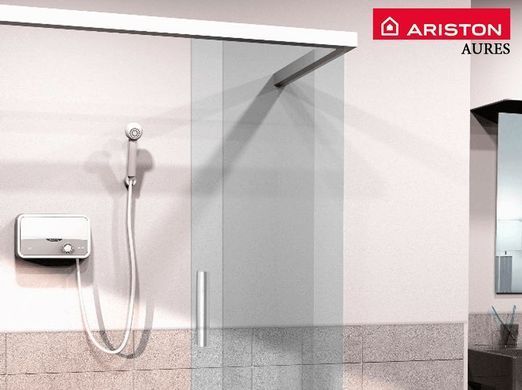 Ariston Водонагреватель Aures SF 5.5 COM электрический проточный, 5.5 кВт, 3.1 л/мин, A