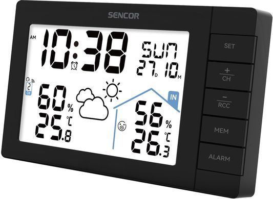 Sencor meteorological station, in/out measurement, AAx3+AAx2, temperature, humidity, time, weather forecast, black SWS3200 фото