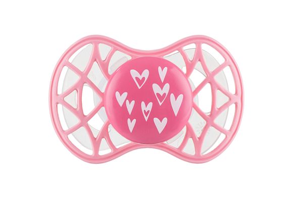Пустышка Nuvita 7085 Air55 Cool симметрическая 6m+ "сердечки" розовая NV7085PY фото