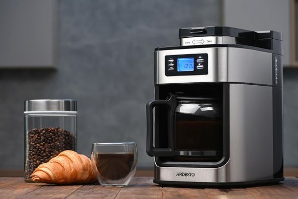 Кофеварка Ardesto капельная Steel Collection YCM-D120 0, 1,2л, зерно+мол., дисплей, серебристо-черный YCM-D1200 фото