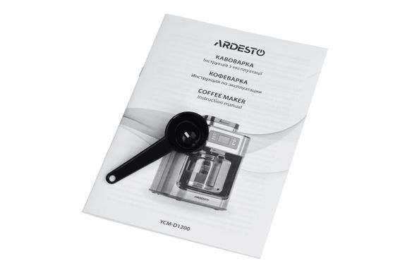 Кофеварка Ardesto капельная Steel Collection YCM-D120 0, 1,2л, зерно+мол., дисплей, серебристо-черный YCM-D1200 фото