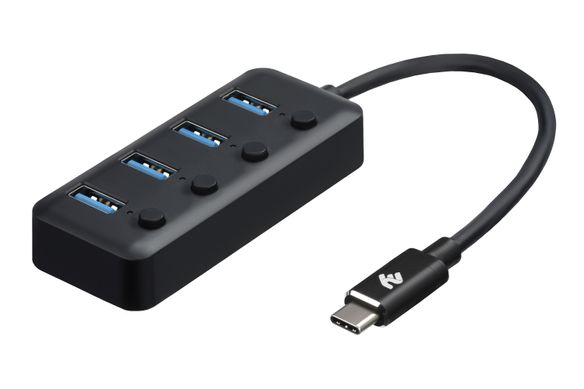 USB-хаб 2E USB-C - 4xUSB 3.0, 0.25м Black 2E-W1406 фото