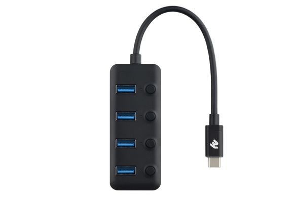 USB-хаб 2E USB-C - 4xUSB 3.0, 0.25м Black 2E-W1406 фото