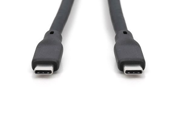 Digitus Кабель USB-C заряджання/синхронізації, 1м, USB 3.2 Gen2, 10G, 100W, 4K, силіконовий, чорний AK-300342-010-S фото