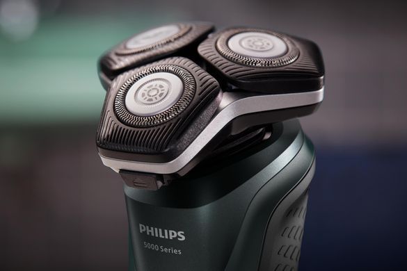 Philips Бритва електр. роторна Series 5000, 9Вт, бритв.головок-3, Li-Ion, сух.+волог., тример, чорно-зелений S5884/50 фото