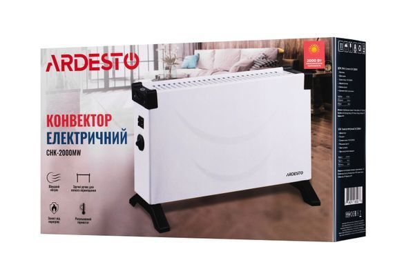 Конвектор електричний Ardesto CHK-2000MW 2000 Вт, 20 м2, відкритий нагрів. елемент, IP20, мех. керування CHK-2000MW фото