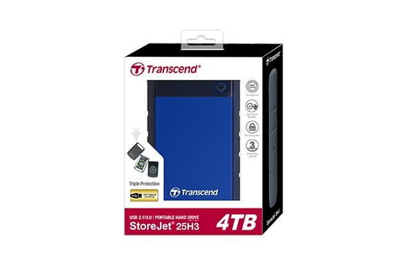 Портативный жесткий диск Transcend 4TB USB 3.1 StoreJet 25H3 Blue TS4TSJ25H3B фото