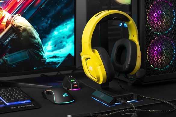 2E Gaming Гарнітура ігрова HG340, mini-jack/dual 3.5mm, RGB, 2м, жовтий 2E-HG340YW фото