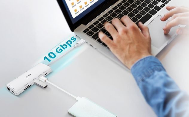 D-Link USB-С Хаб DUP-A01 10in1 2xHDMI, 1xGE, 2xUSB-C, 1xUSB-A 3.1, 1xUSB-A 3.0, 1xSD, 1xmicroSD, 1xUSB-C PD DUP-A01 фото