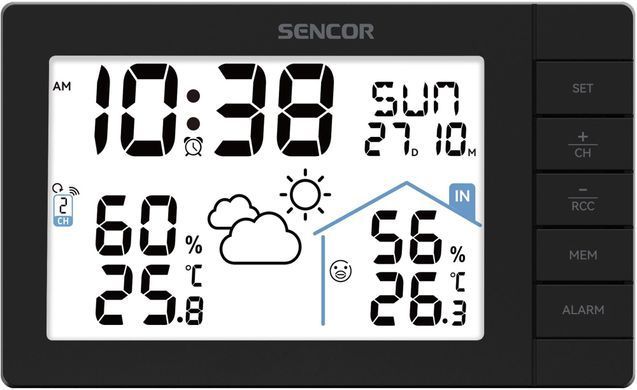 Sencor meteorological station, in/out measurement, AAx3+AAx2, temperature, humidity, time, weather forecast, black SWS3200 фото