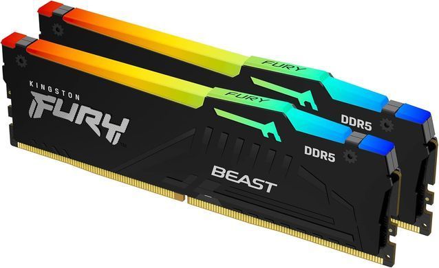Kingston Пам'ять ПК Kingston DDR5 64GB KIT (32GBx2) 6000 FURY Beast KF560C36BBEAK2-64 фото