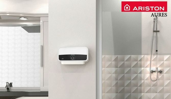 Ariston Водонагреватель Aures SF 5.5 COM электрический проточный, 5.5 кВт, 3.1 л/мин, A