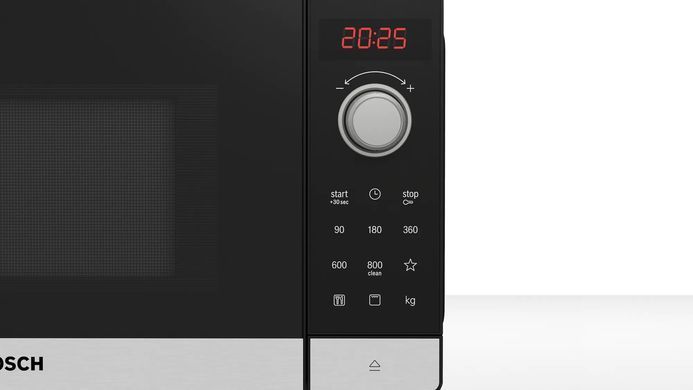 Bosch Мікрохвильова піч, 20л, електр. управл., 800Вт, гриль, дисплей, чорний FEL023MS1 фото