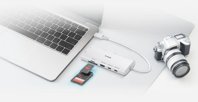 D-Link USB-С Хаб DUP-A01 10in1 2xHDMI, 1xGE, 2xUSB-C, 1xUSB-A 3.1, 1xUSB-A 3.0, 1xSD, 1xmicroSD, 1xUSB-C PD DUP-A01 фото
