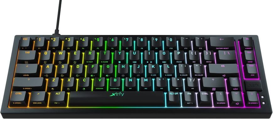 Cherry Xtrfy Клавіатура механічна K5 68Key, Kailh Red, USB-A, EN/UA, Hot-swap, RGB, Чорний K5-RGB-CPT-BLACK-R-UKR фото