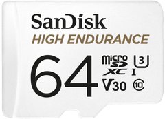 Карта памяти SanDisk microSD 64GB C10 UHS-I U3 V30 R100/W40MB/s High Endurance SDSQQNR-064G-GN6IA фото