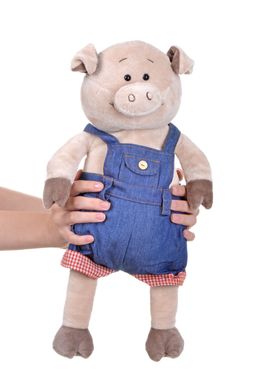 Мягкая игрушка Same Toy Свинка в джинсовом комбинезоне 45 см THT711 фото