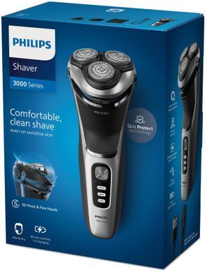 Philips Бритва електр. Philips Series 3000, бритв.головок-3, Li-Ion, сух.+волог., тример,індикатор заряду, чохол, сірий S3341/13 фото
