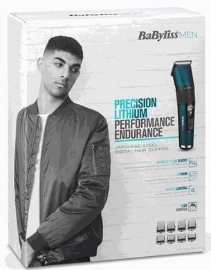 BaByliss Машинка для стриження, мережа+акум., вібраційний мотор, насадок-1, кейс, титан.напил., синій E990E фото