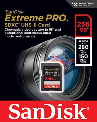 SanDisk Карта памяти SD 256GB C10 UHS-II U3 R280/W150MB/s Extreme Pro V60 SDSDXEP-256G-GN4IN фото