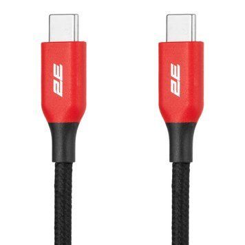 2E Кабель USB-C > USB-C заряджання/синхронізації 1м, 100Вт Type-C, чорний 2E-CC100-WH фото