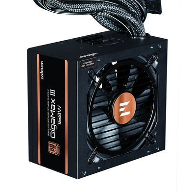 Zalman Блок живлення Gigamax 3 (750W) 88% 80+ Bronze 120мм 1xMB 24pin(20+4) 2xCPU (8pin(4+4)+8pin) 3xMolex 6xSATA 4xPCIe 8pin(6+2) 1x12VHPWR Semi Modular ZM750-GV3 фото