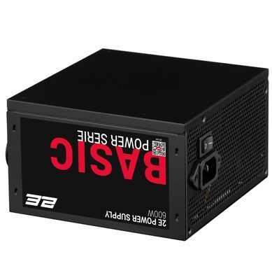 2E Блок живлення Basic Power (600W), 80%, 120мм, 1xMB 24pin(20+4), 1xCPU 8pin(4+4), 3xMolex, 4xSATA, 2xPCIe 8pin(6+2) 2E-BP600-120APFC фото