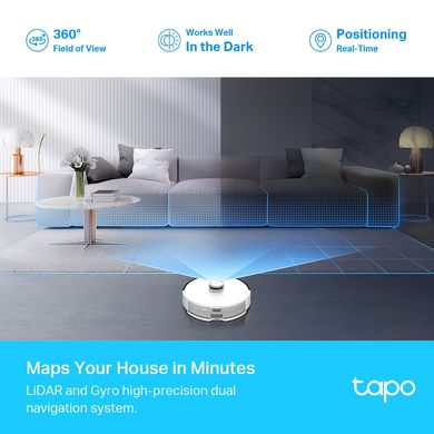TP-Link Робот-пилосмок TAPO RV 30 LIDAR з підтримкою вологого прибирання + док-станція TAPO-RV30-PLUS фото