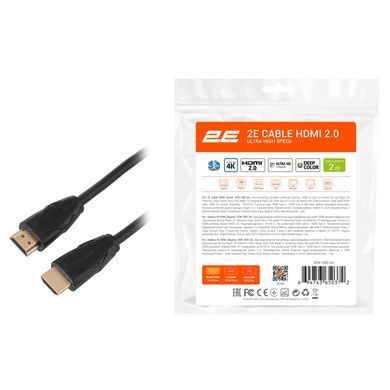 2E Кабель HDMI (M/M) 2Е, 2м, 2.0, Slim High Speed Aluminum, черный 2EW-1082-2M фото
