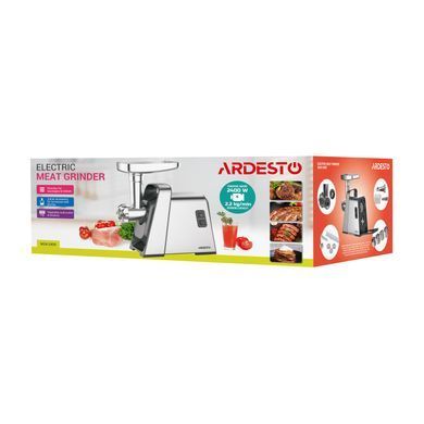 М'ясорубка Ardesto MGK-2400 - 2400 Вт/2,2 кг-хв/4 тертки/томат. соковиж./сріблястий MGK-2400 фото