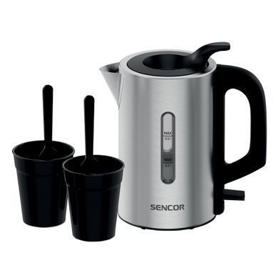 Sencor Електрочайник Sencor 0.5л, Strix, пластик, в комплекті 2 склянки + 2 ложки, нерж. сталь SWK170SS фото