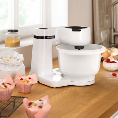 Кухонная машина Bosch, 700Вт, чаша-пластик, корпус-пластик, насадок-3, белый MUMS2AW00 фото