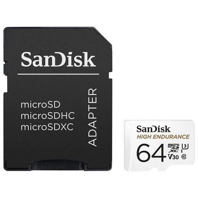 Карта памяти SanDisk microSD 64GB C10 UHS-I U3 V30 R100/W40MB/s High Endurance SDSQQNR-064G-GN6IA фото