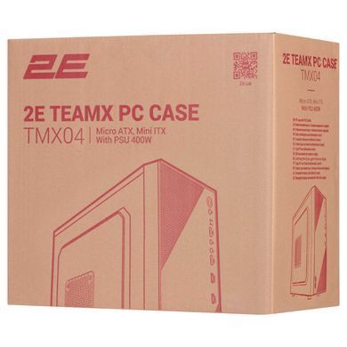 2E Корпус TeamX TMX04 з БЖ 2E ATX400W, 2xUSB2.0, 1x80мм, VGA 220мм, mATX, чорний 2E-TMX04 фото